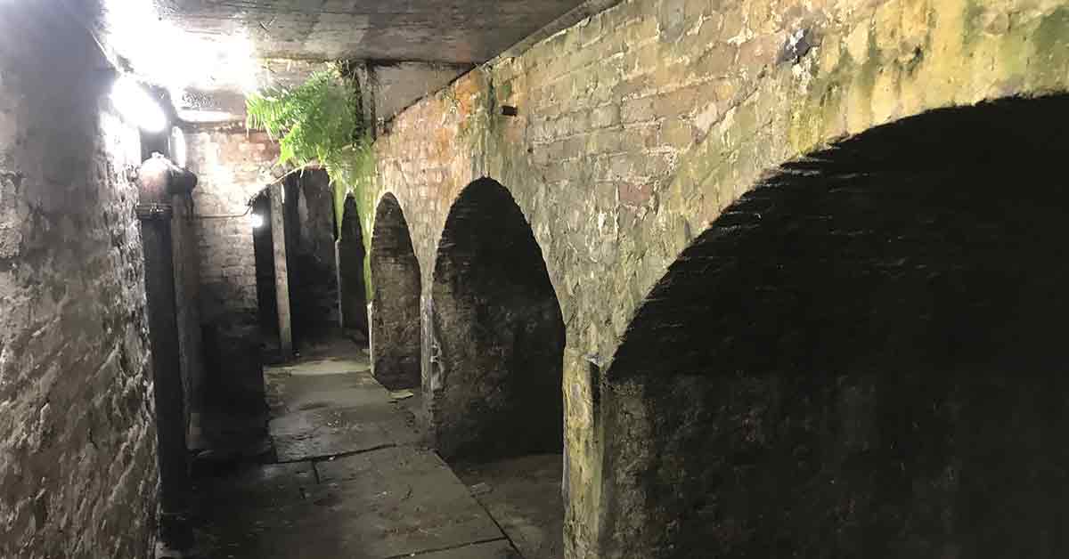 Brick-built subterranean arches.