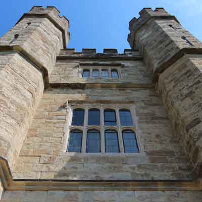 Leeds Castle exterior with turrets.