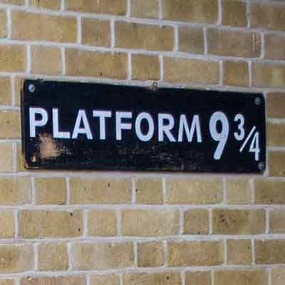 Platform 9¾ sign from Harry Potter.