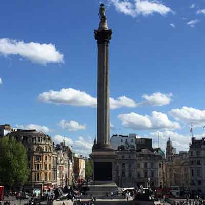 Nelson's Column and the square on a bright sunny day.