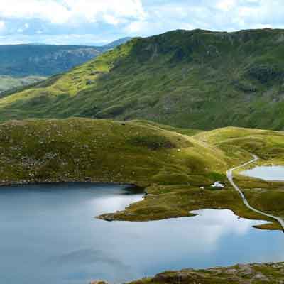 Snowdonia mountains and lake.
