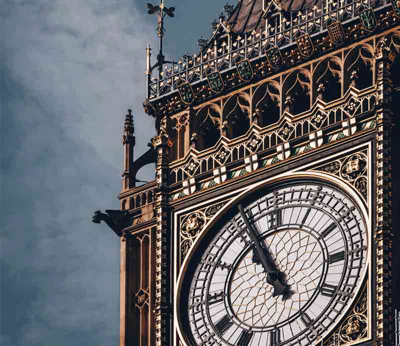 Close up of the iconic clockface.