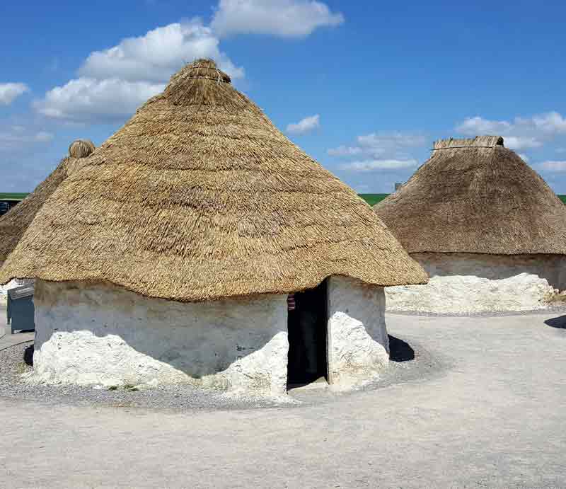 Straw roof Bronze Age huts.