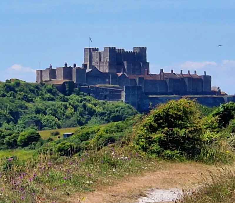 Distant view across chalk scrubland.