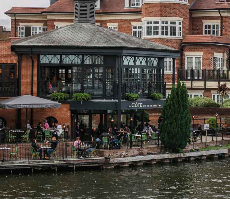 Restaurant backing on to the river Thames.