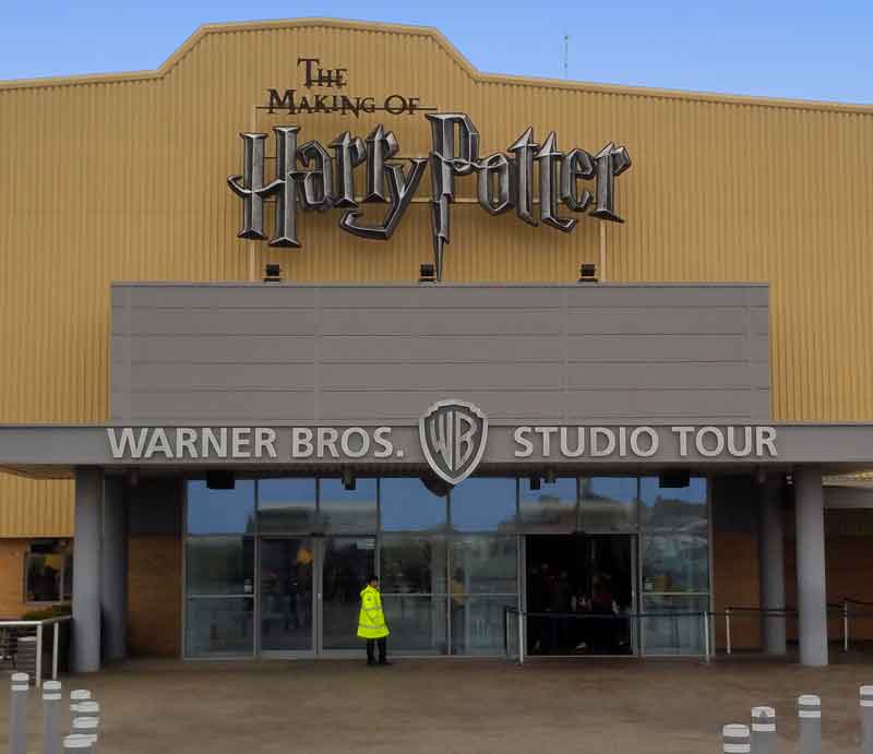 The entrance below the iconic Harry Potter logo.