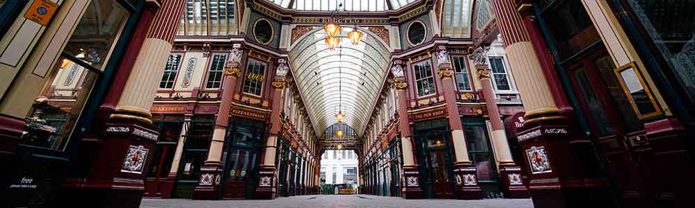 Wide angle of the Victorian arcade.