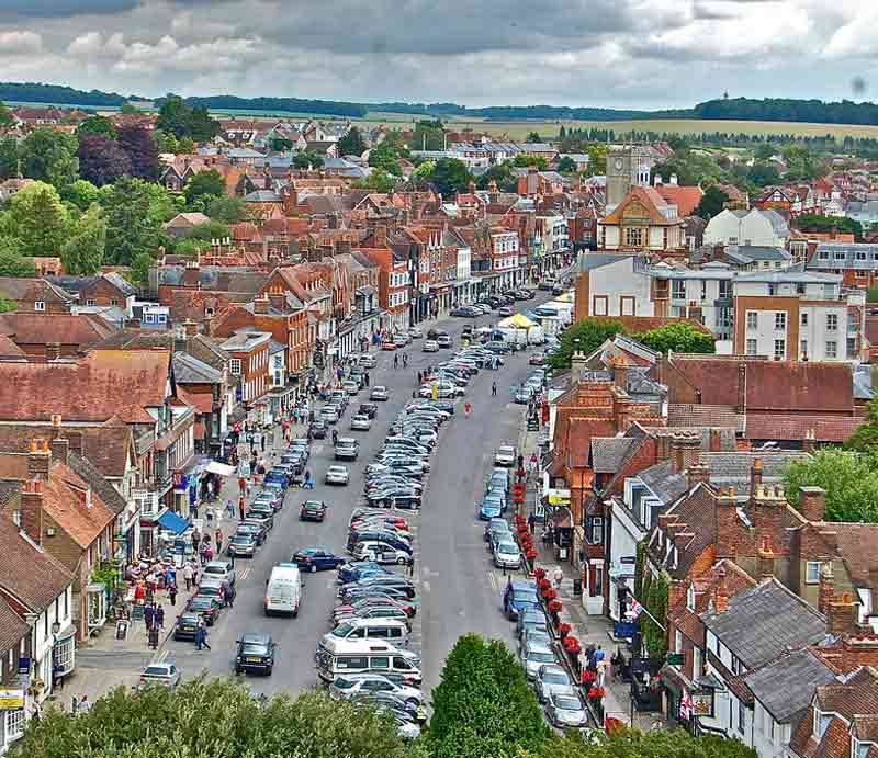 Aerial view of the High Street.