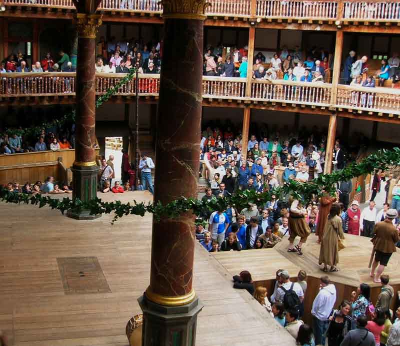 Actors on the stage at Shakespeare's Globe.