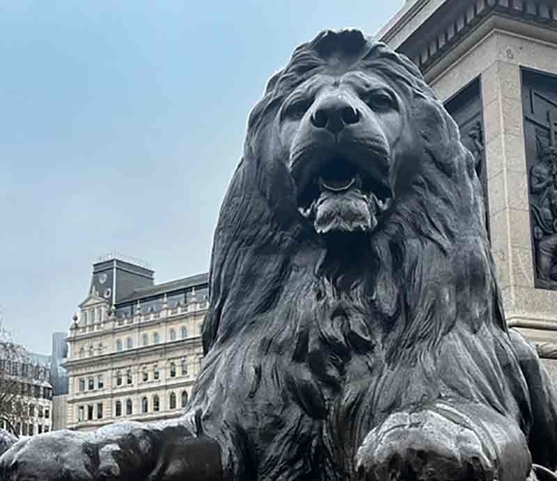 Close up of one of Landseer's lion statues