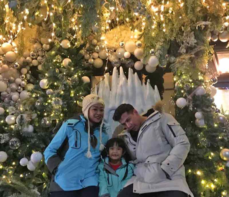 Sofitel Hotel Christmas tree Guests by illuminated Christmas tree.