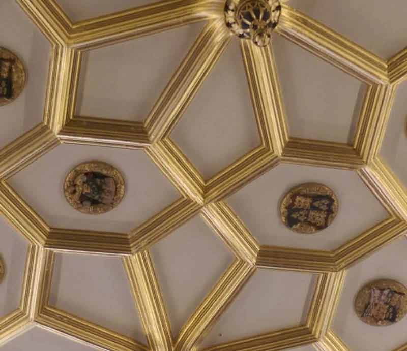 Ornate gold ceiling.