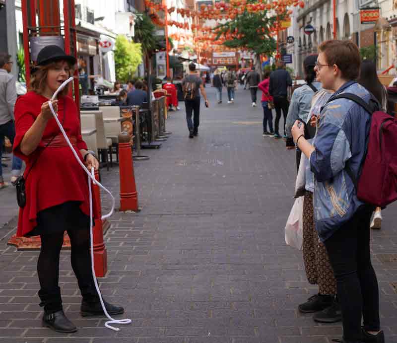 The rope trick in London's Chinatown.