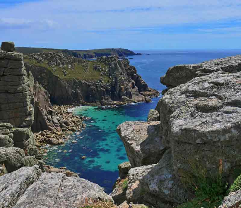 Rugged coastal cliffs.