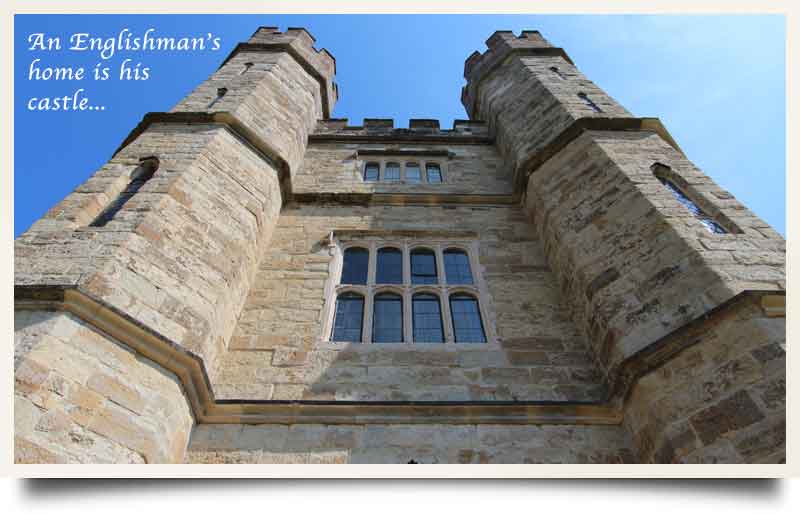 Leeds Castle with caption 'An Englishman's home...'.